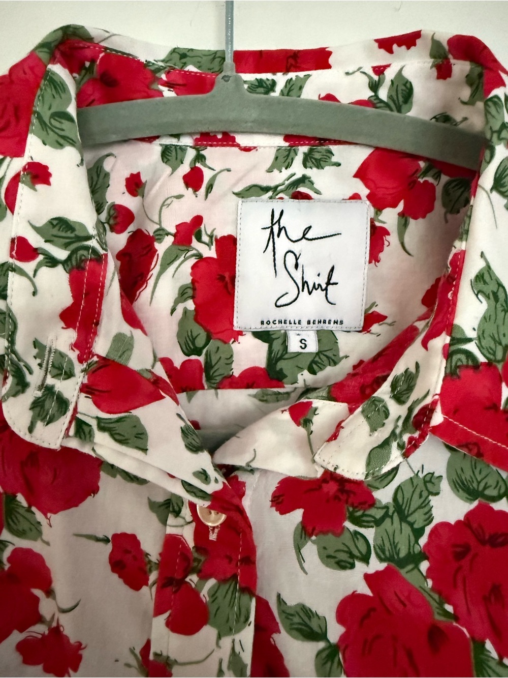 The Shirt by Rochelle Behrens Red Rose Print Button-Down Shirt - Picture 2 of 3